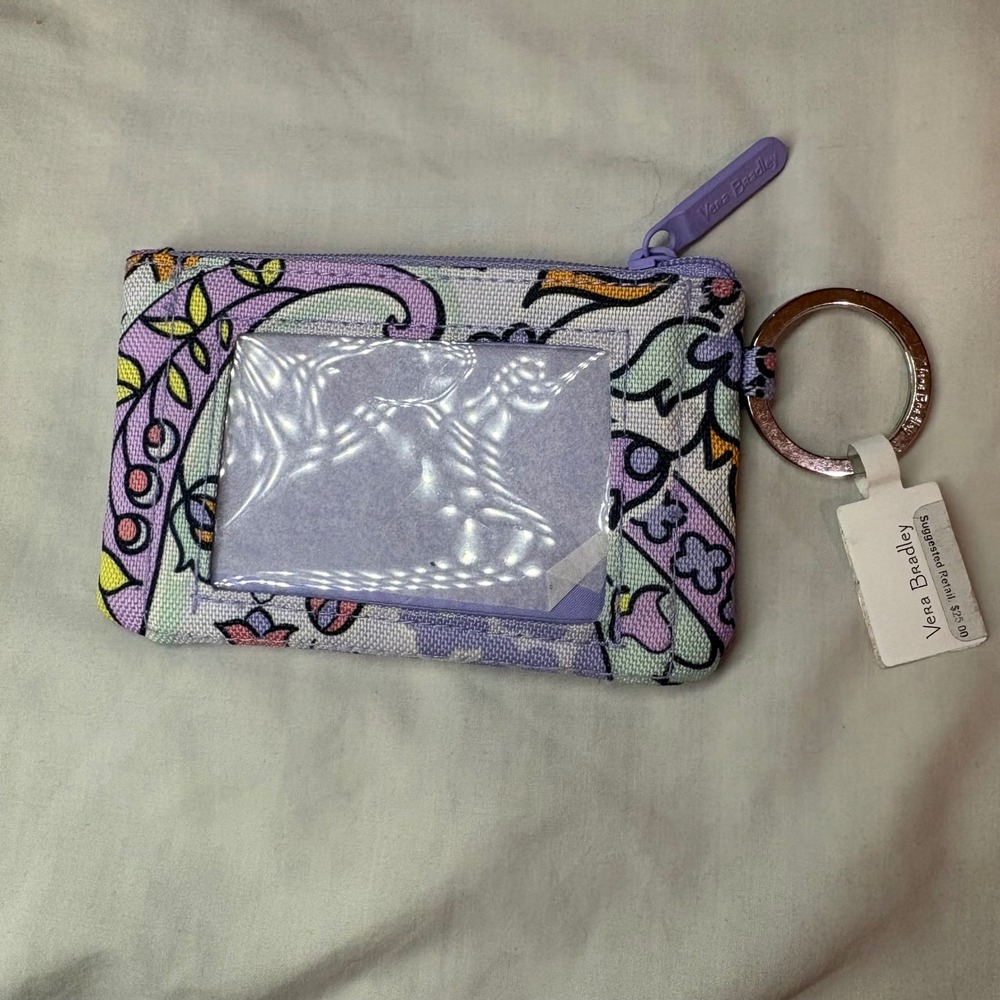 Vera Bradley Lighten Up Zip ID Case Maddalena Paisley 29404-14926 Purple NWT